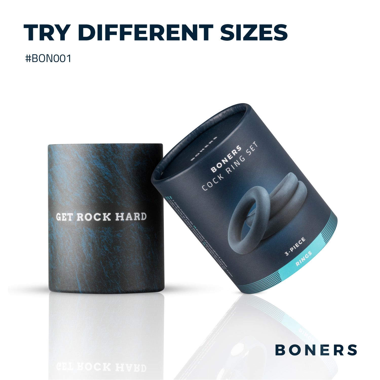 Boners 3-Piece Penis Ring Set – Grey
