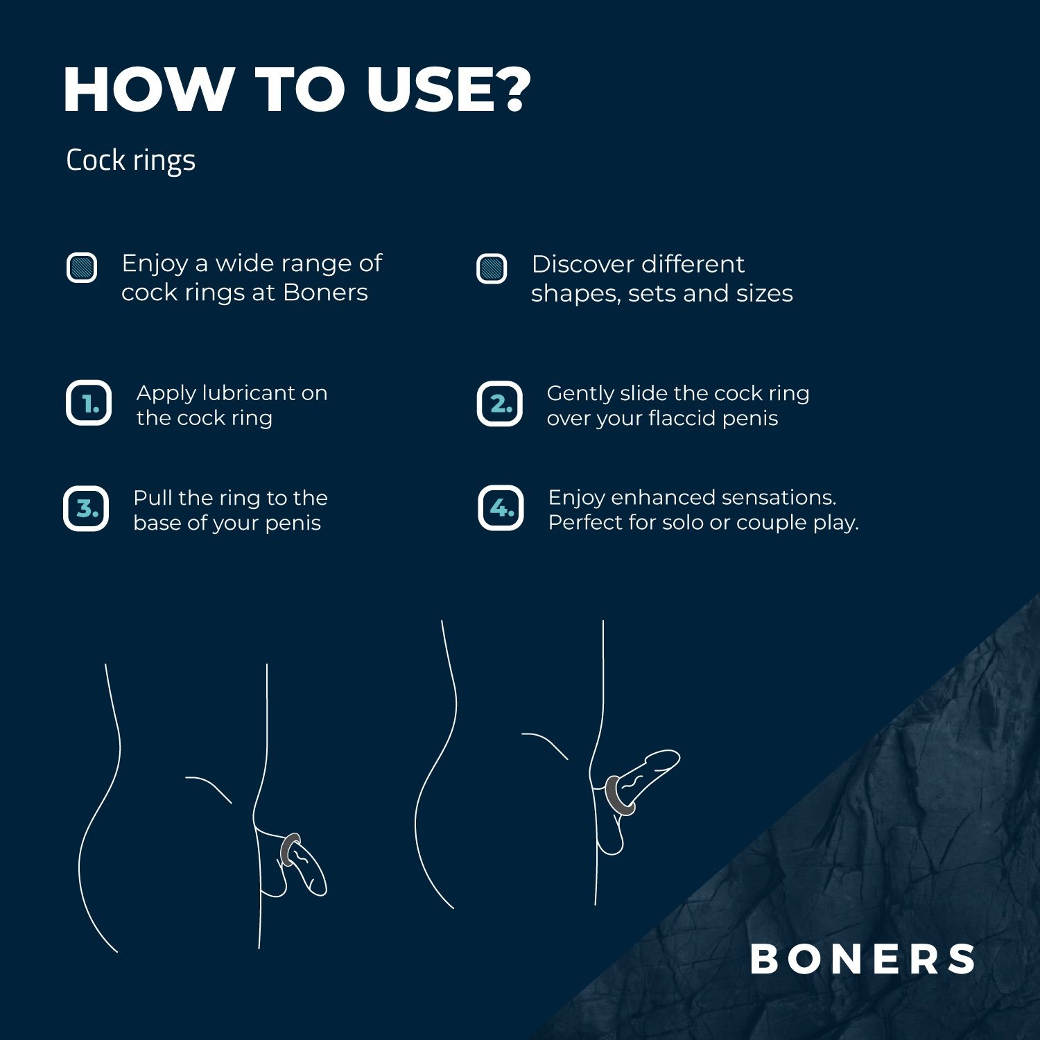 Boners 3-Piece Penis Ring Set – Grey