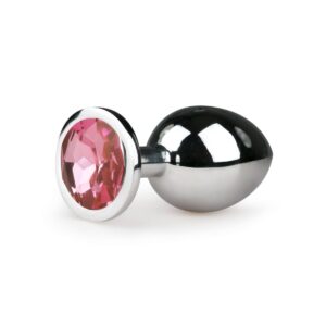 Butt Plug aus Metall mit rosa Kristall - M - Easytoys Anal Collection